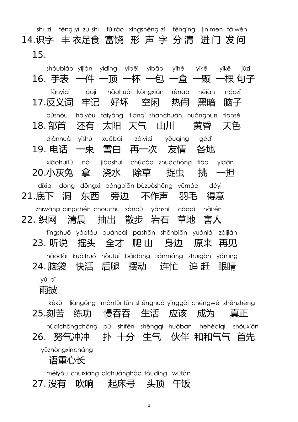 一年级下学期语文生字表(带拼音)(上海)_第2页