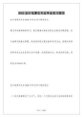 2024会计电算化专业毕业实习报告