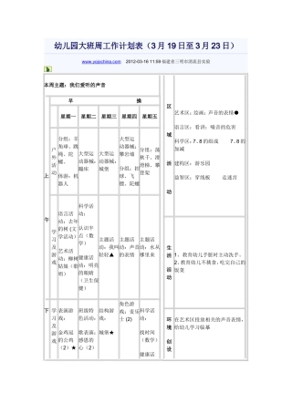 幼儿园大班周工作计划表