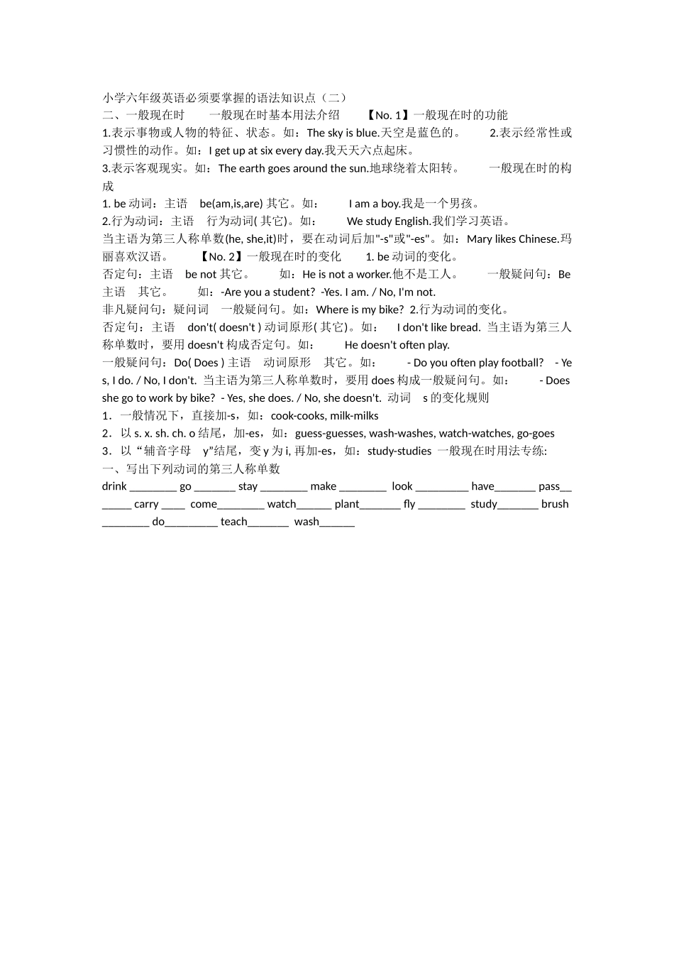 六年级学生应掌握那些英语语法2_第1页