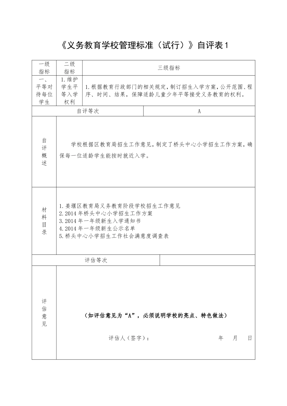 《义务教育学校管理标准试行》自评表1_第1页