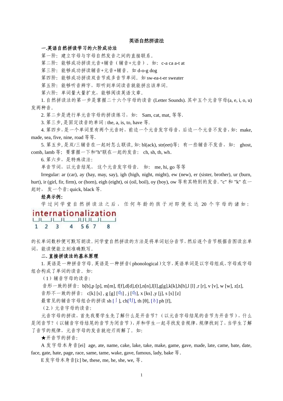 小学英语自然拼读法及自然拼读练习表(最全)_第1页