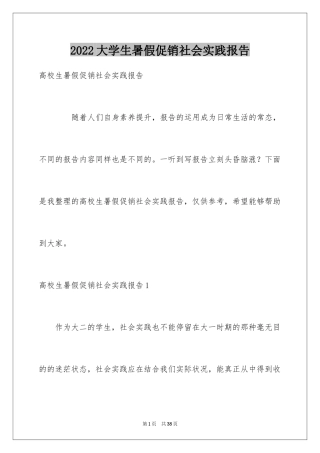 2024大学生暑假促销社会实践报告