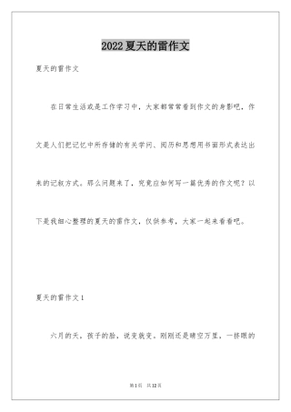 2024夏天的雷作文
