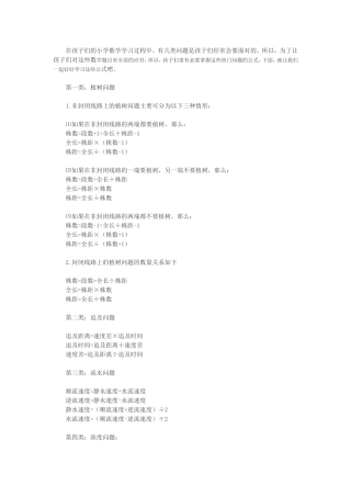 小学数学热门话题数学公式