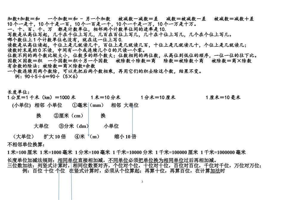 小学生加法、减法、乘法、除法口诀表及知识点New_第3页