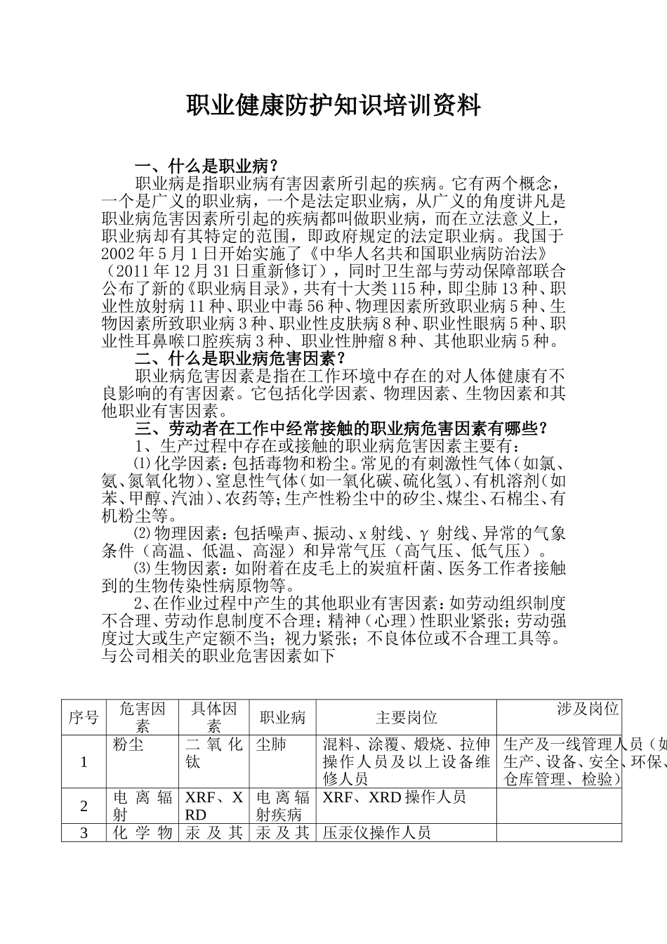 职业健康防护知识培训资料(最终稿)_第1页