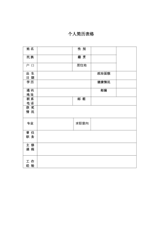 【个人简历模板】(直接打印就可以)
