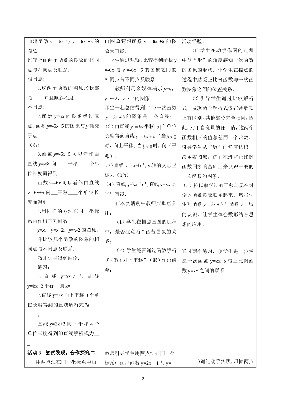 一次函数的图像和性质教学设计_第2页