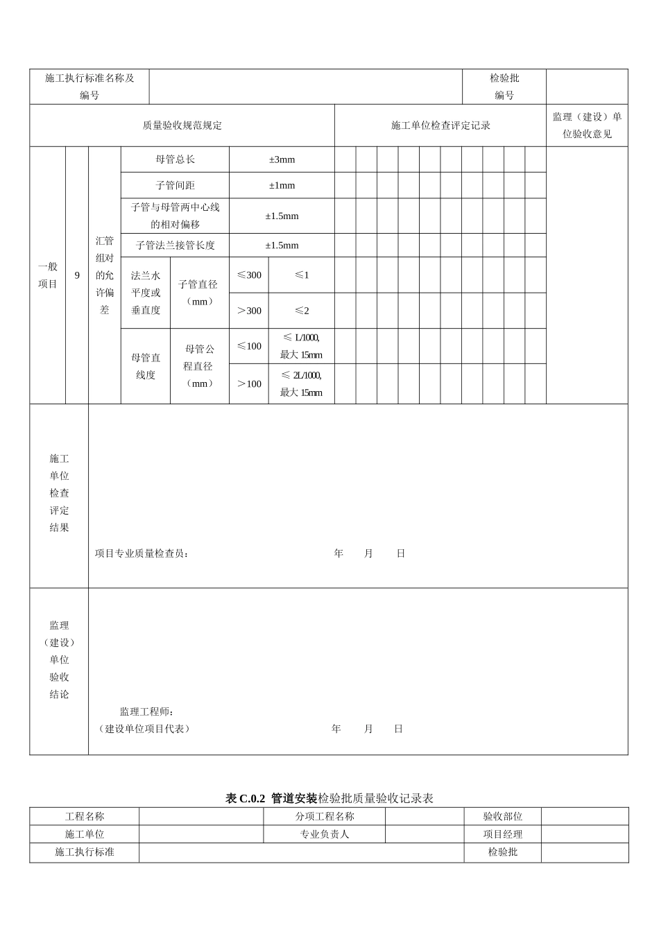 SY4203-2016站内工艺管道工程-检验批表格_第2页