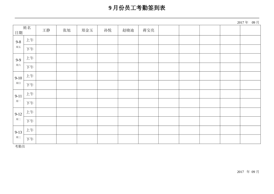 最实用的考勤签到表(上下班签到表)_第2页