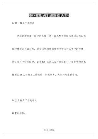 2024it实习转正工作总结