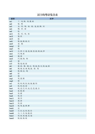 粤语全部汉字的发音表