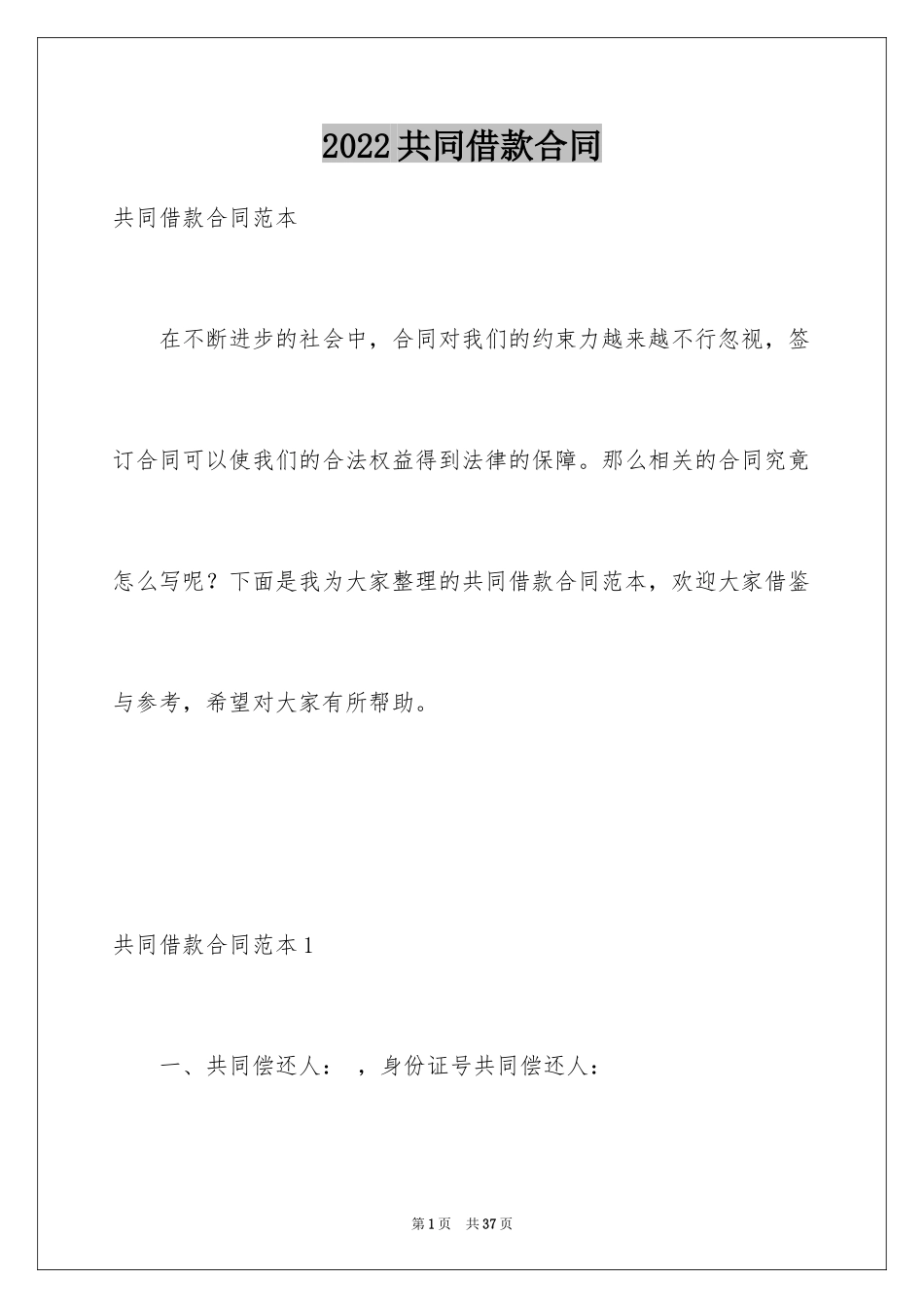 2024共同借款合同_第1页