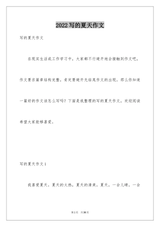 2024写的夏天作文