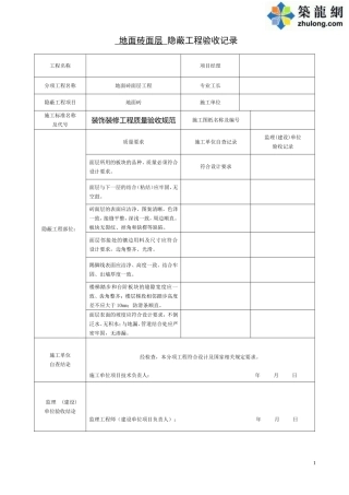 装饰装修隐蔽工程验收记录表(全套)-secret