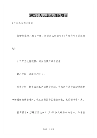 20245万元怎么创业项目