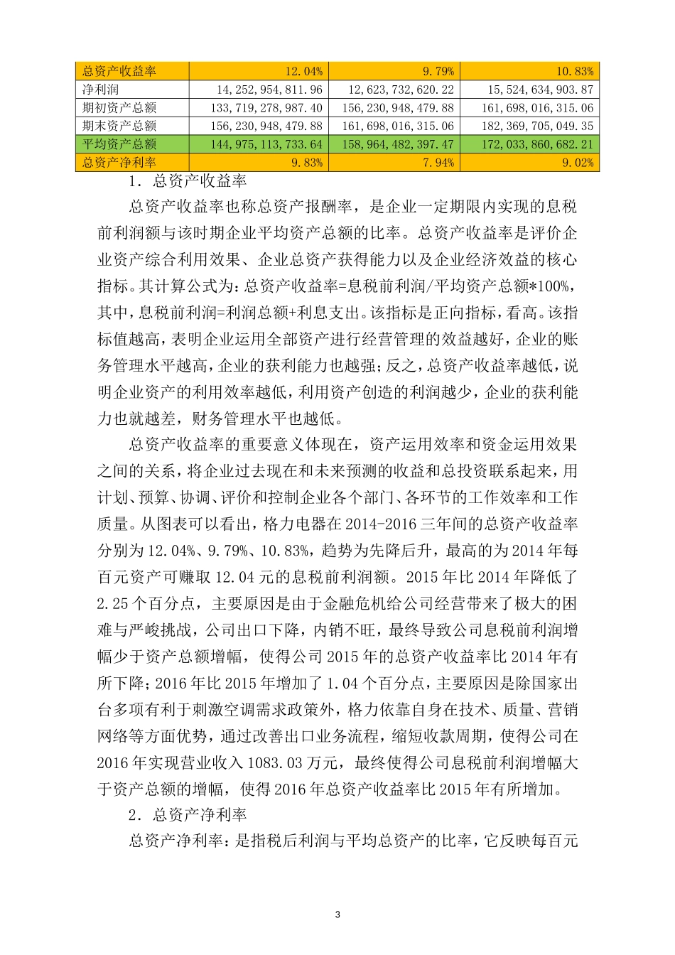 2018年财务报表分析网上作业：任务3格力电器获利能力分析_第3页