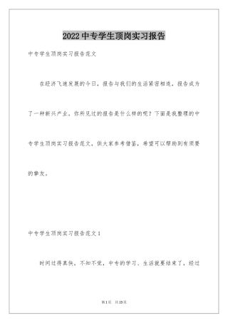 2024中专学生顶岗实习报告_1