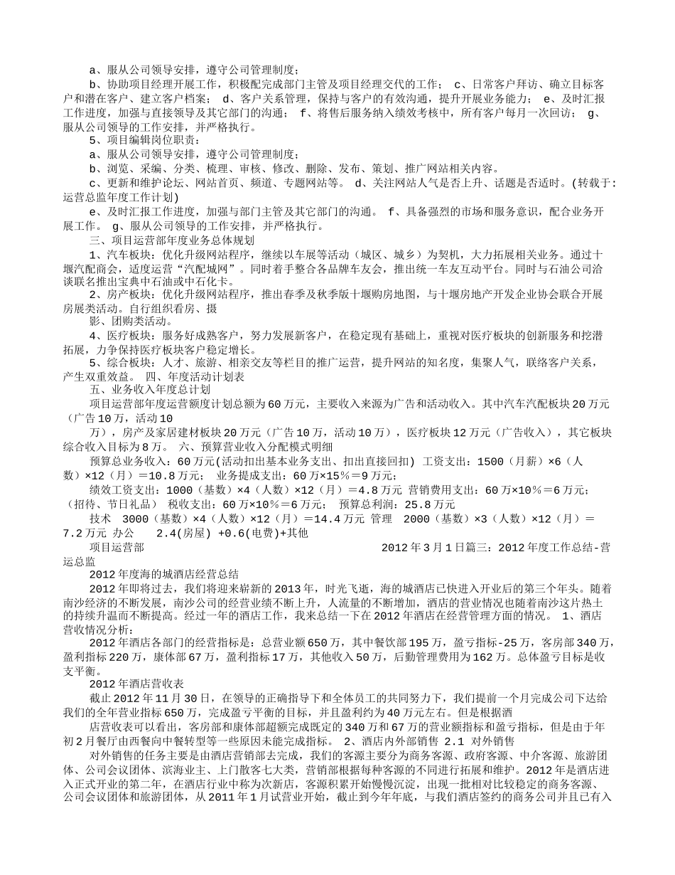运营总监年度工作计划_第2页