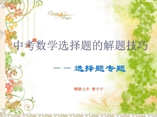 中考数学选择题的解题技巧