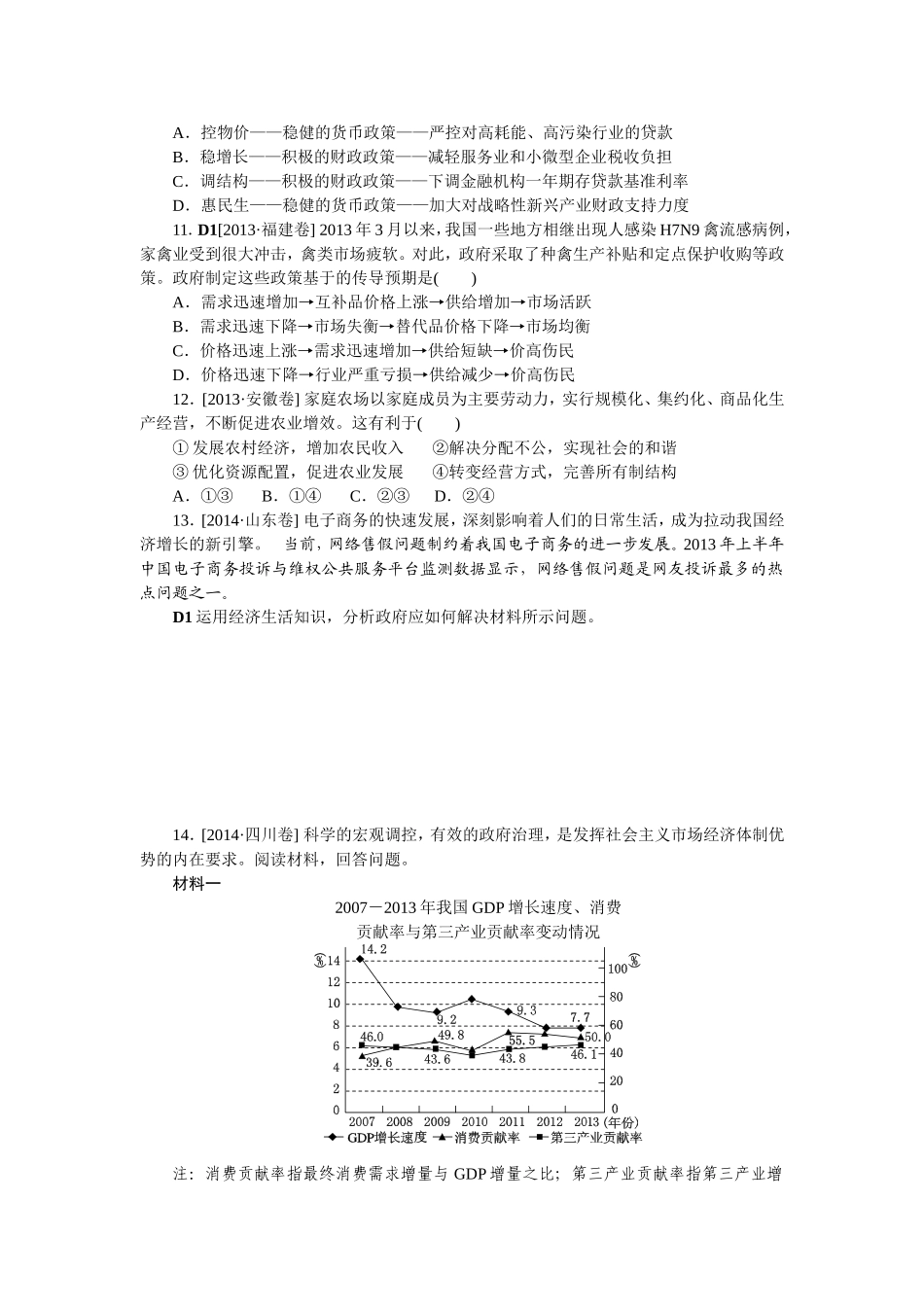 2014年高考题经济生活第九课_第3页