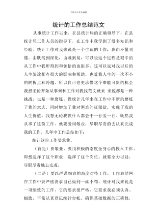 统计的工作总结范文