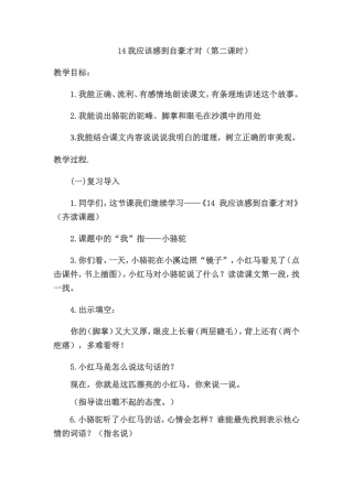 14我应该感到自豪才对公开课教学设计