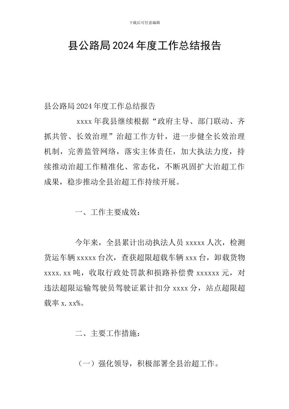 县公路局2024年度工作总结报告_第1页