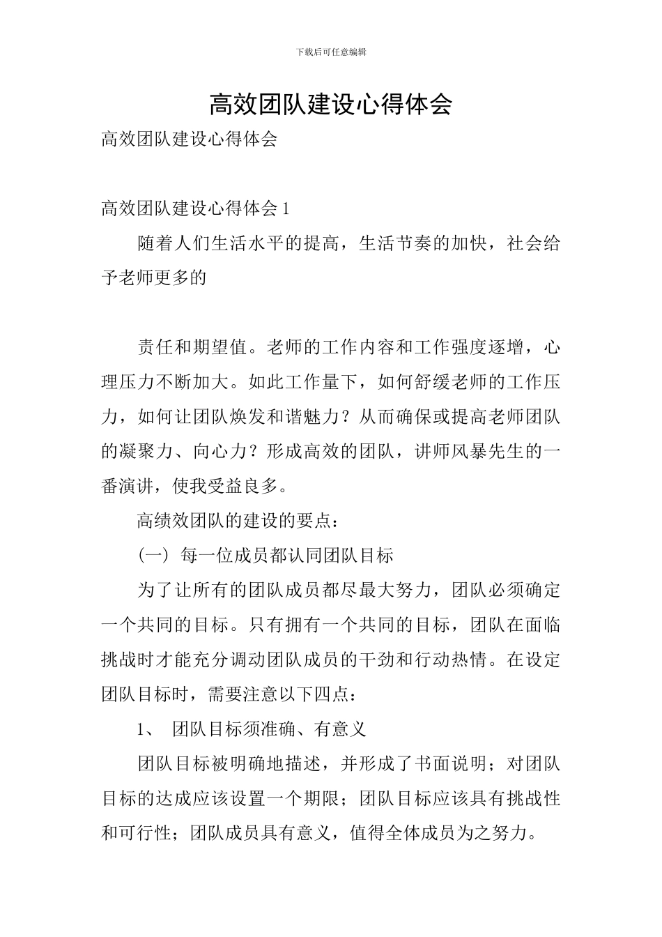 高效团队建设心得体会_第1页