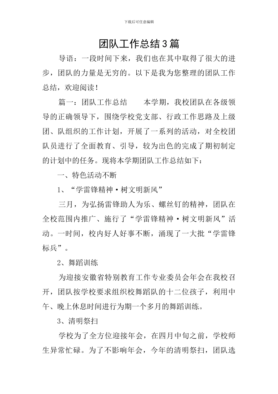 团队工作总结3篇_第1页