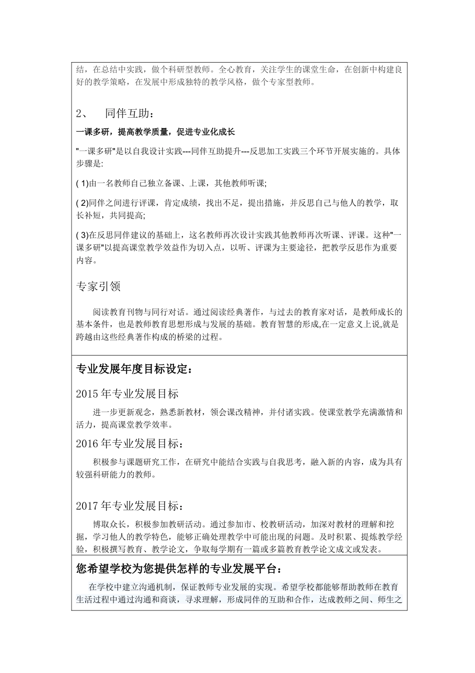 --遵义四中教师专业发展规划书_第2页