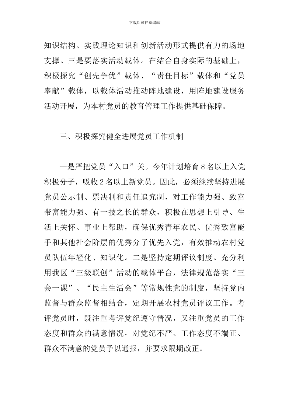 2019年村级党支部党建工作计划_第3页