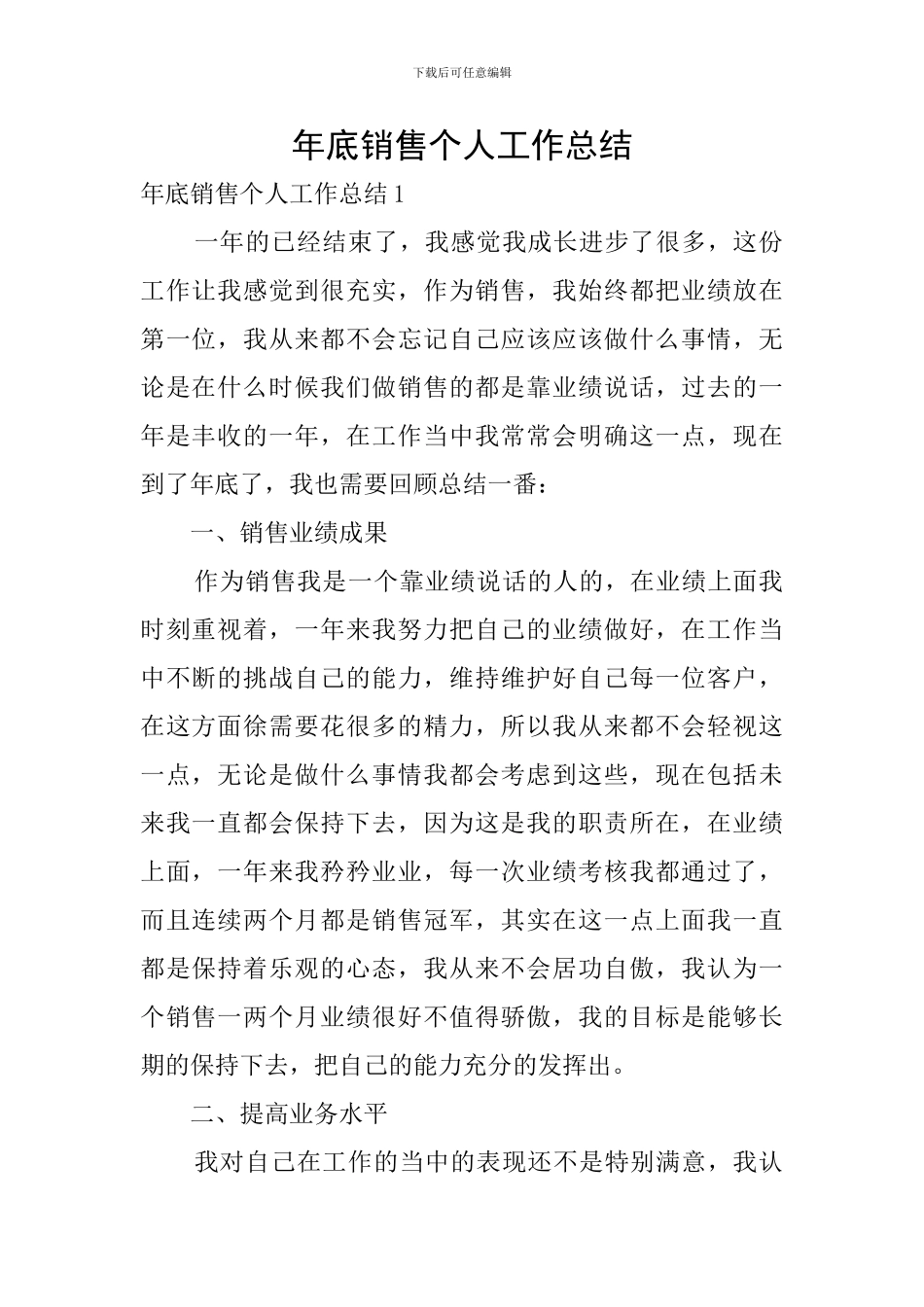 年底销售个人工作总结_第1页