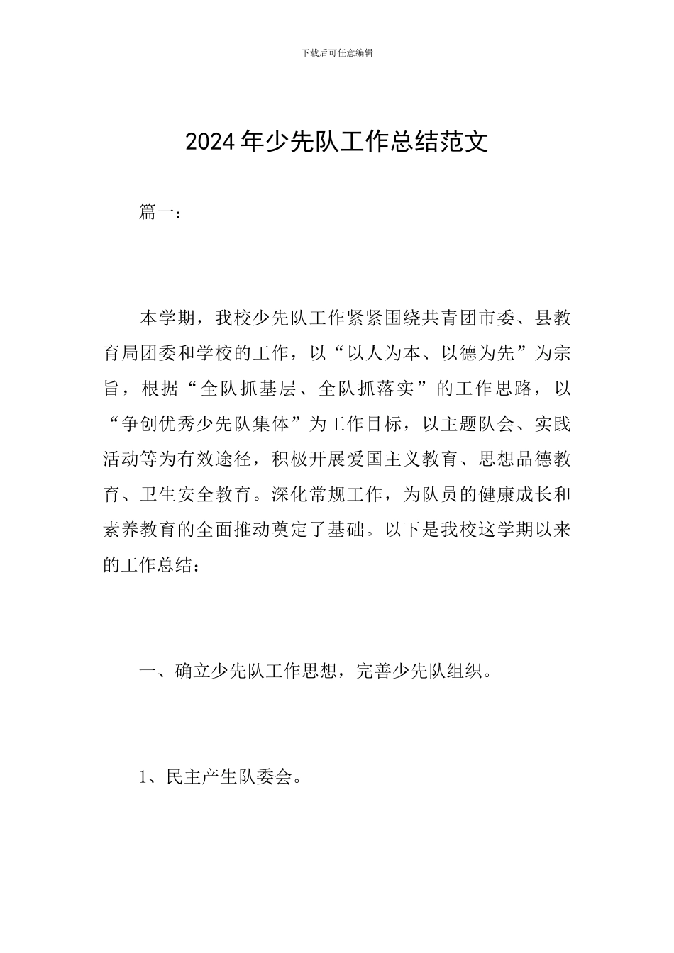 2024年少先队工作总结范文_第1页