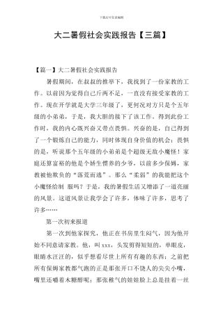 大二暑假社会实践报告