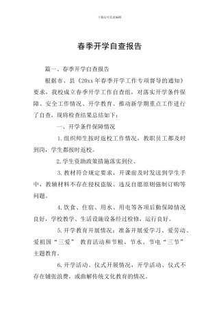 春季开学自查报告