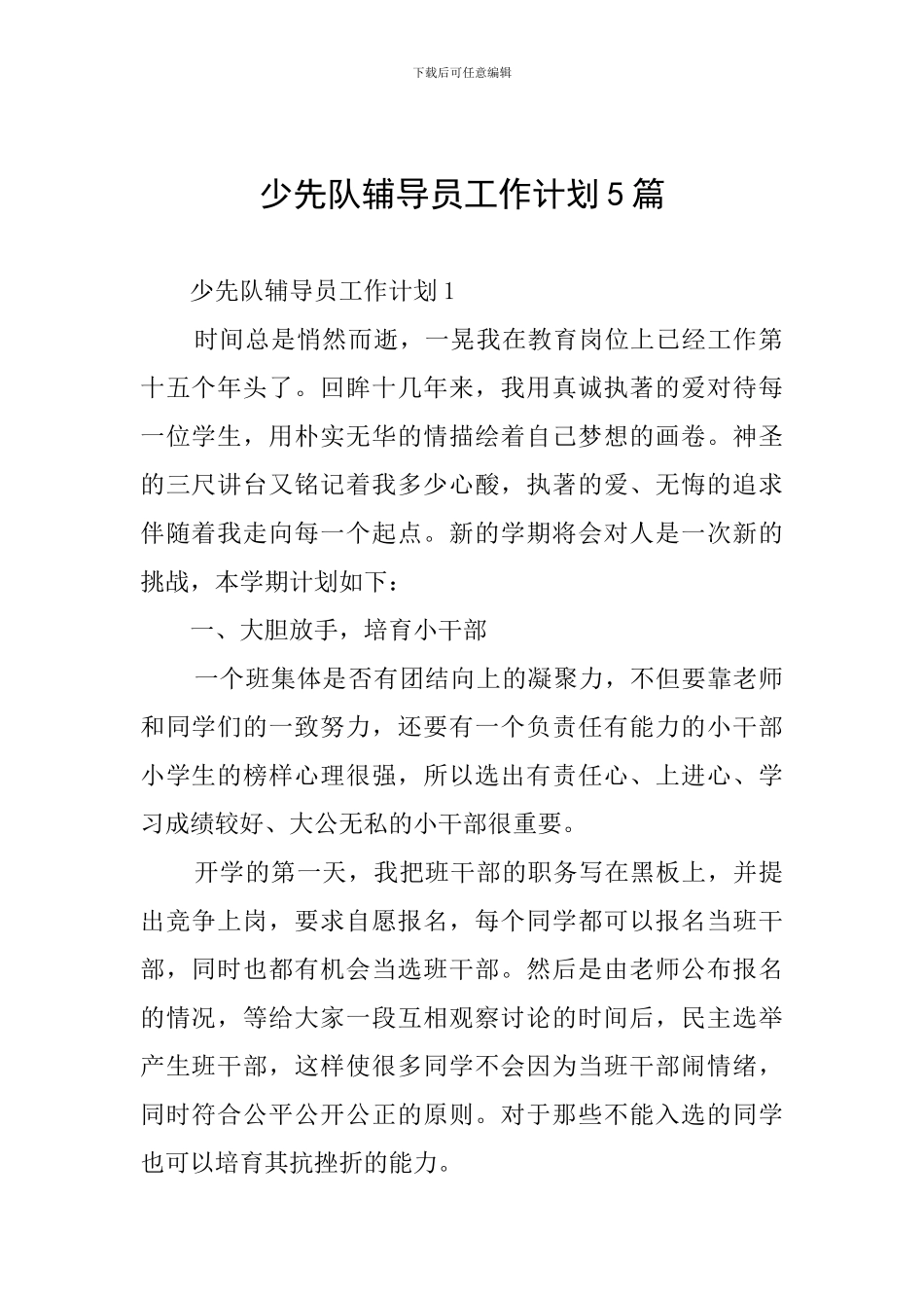 少先队辅导员工作计划5篇_第1页