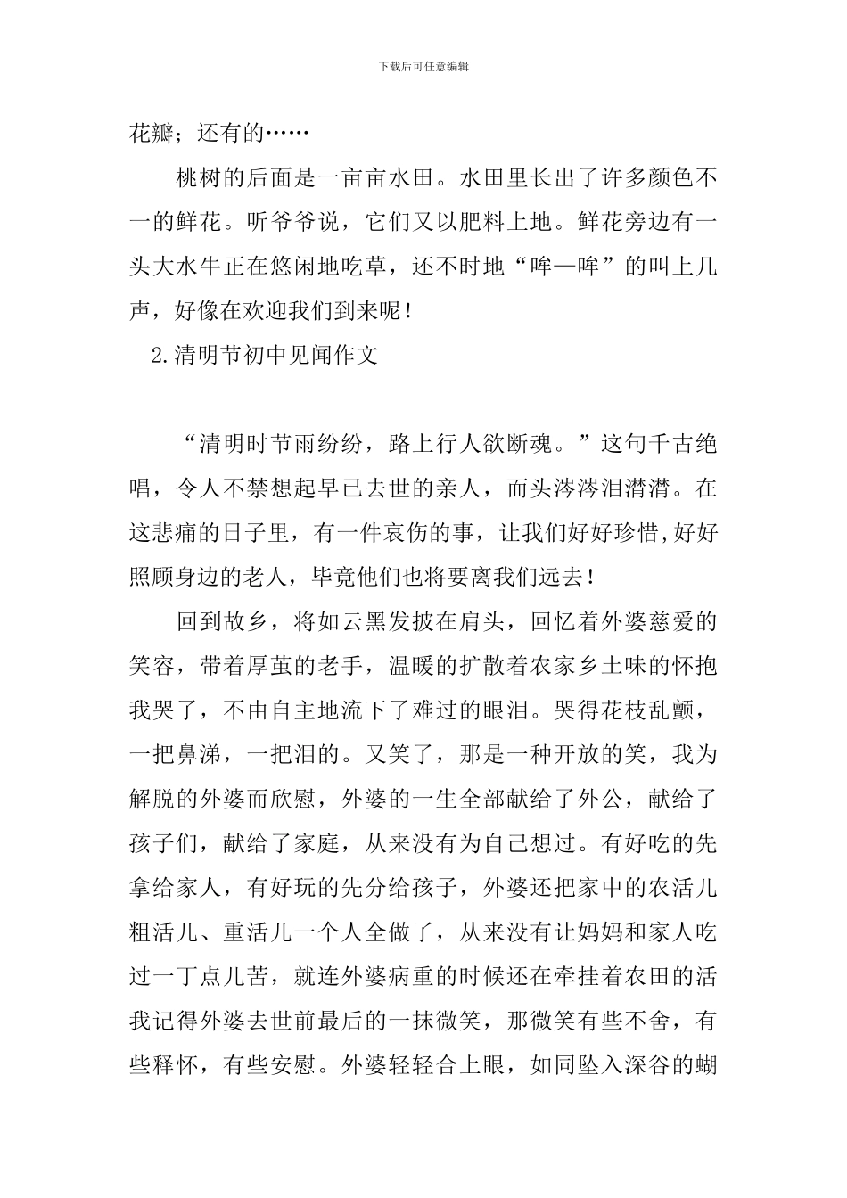 清明节初中见闻作文十篇_第2页