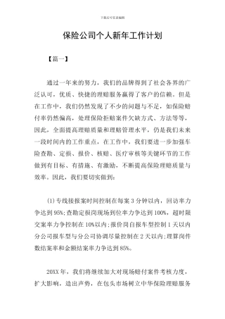保险公司个人新年工作计划