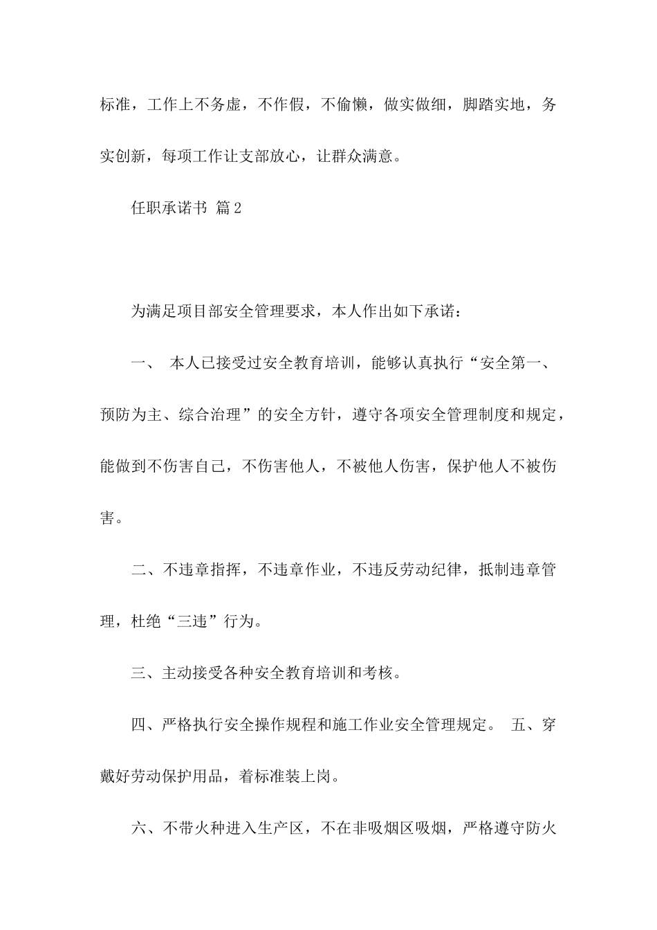 任职承诺书模板十篇_第3页