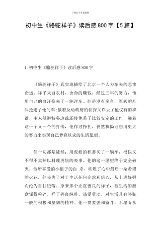 初中生《骆驼祥子》读后感800字
