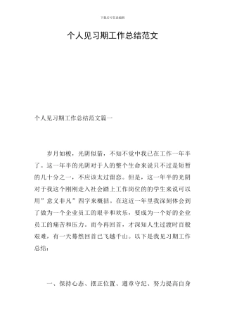个人见习期工作总结范文
