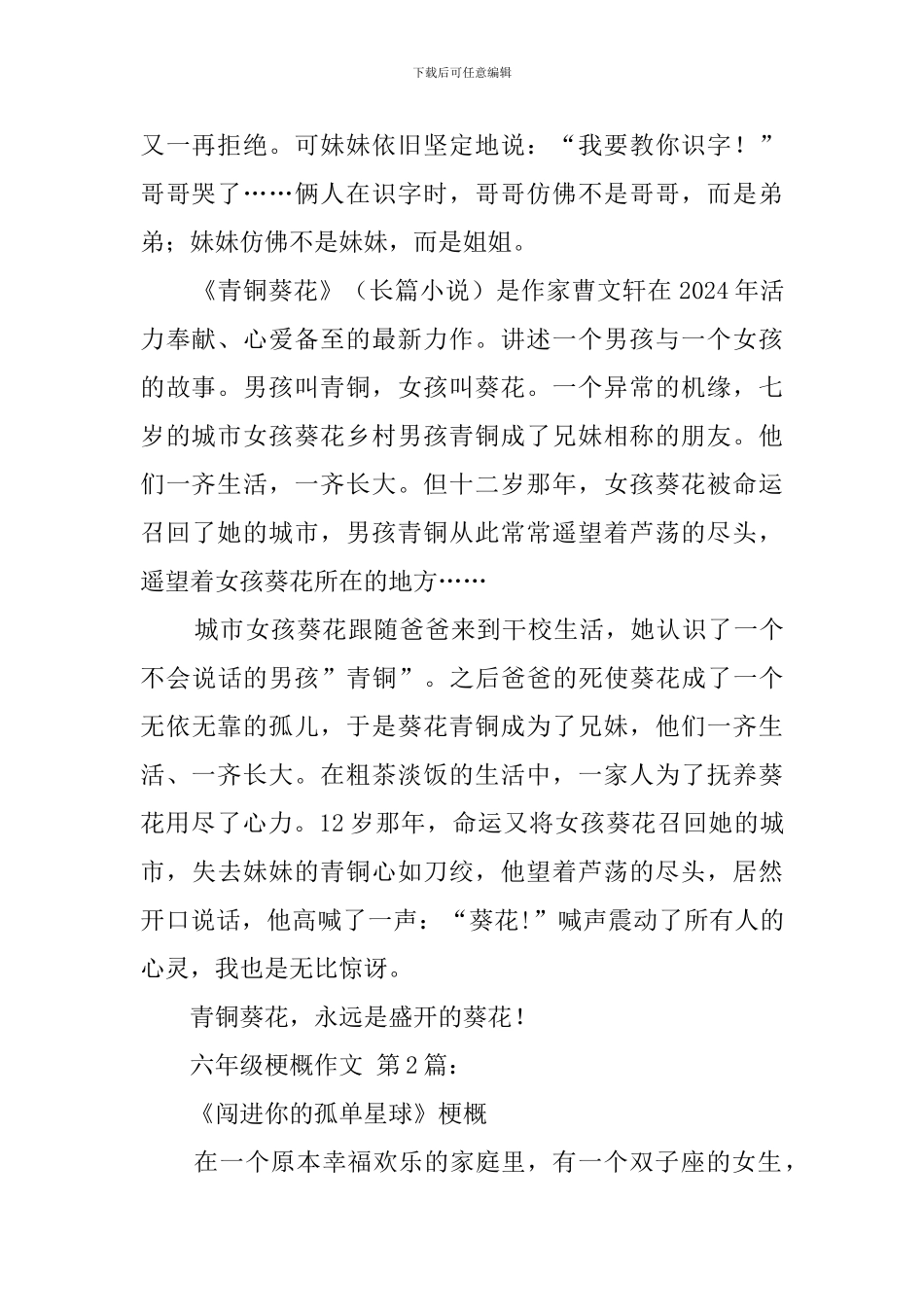 六年级梗概作文_第2页