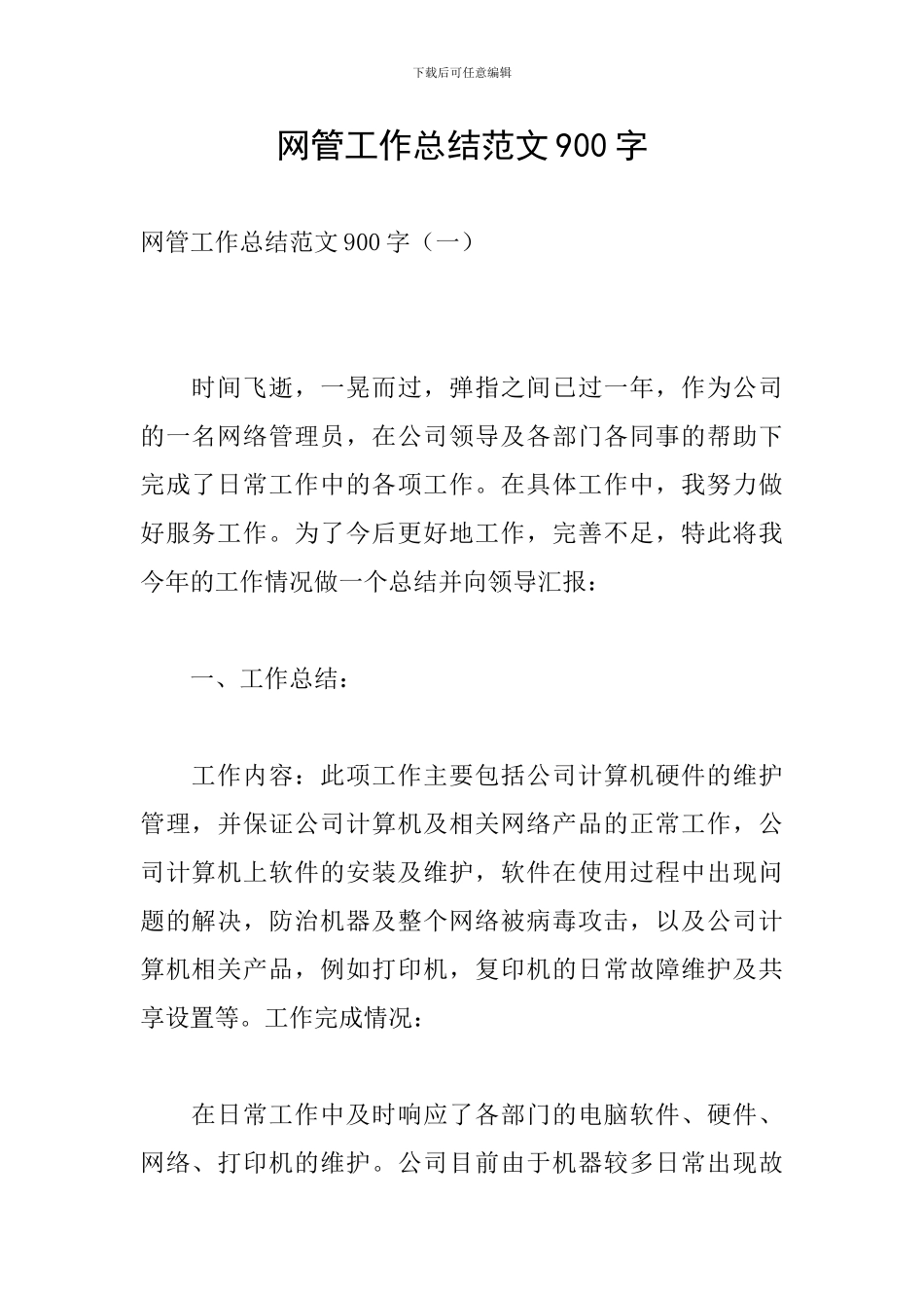 网管工作总结范文900字_第1页