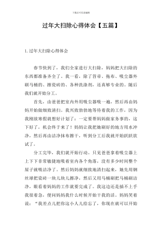 过年大扫除心得体会