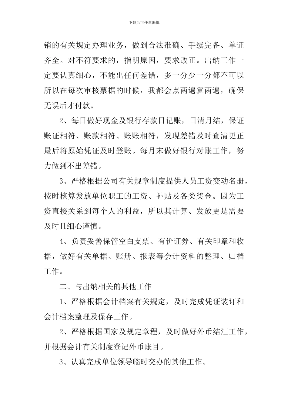 公司出纳员年度工作总结模板_第2页