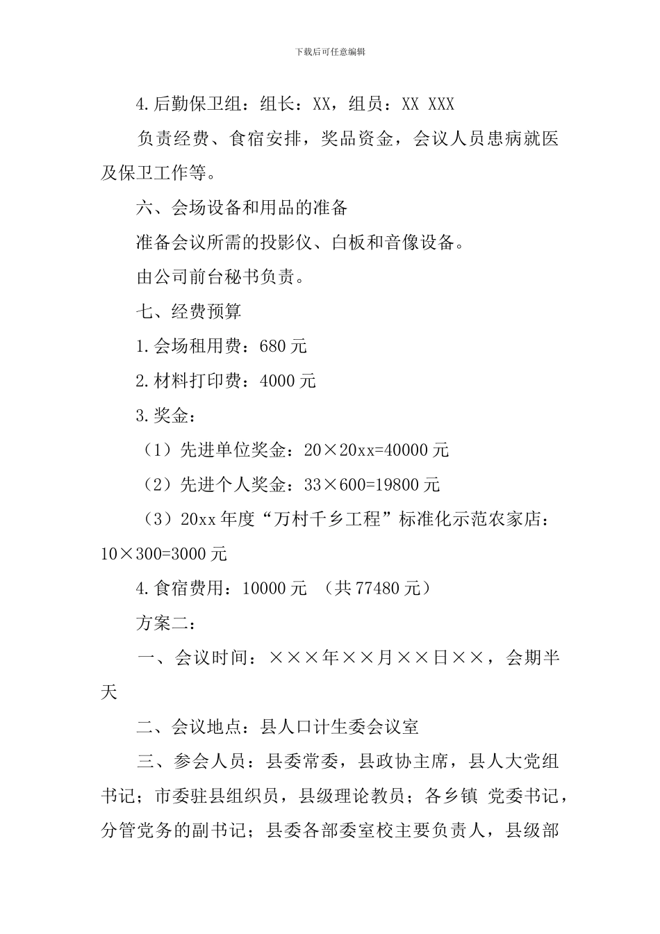 会议筹备方案范文集合5篇_第3页