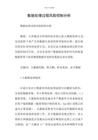 数据处理过程风险控制分析