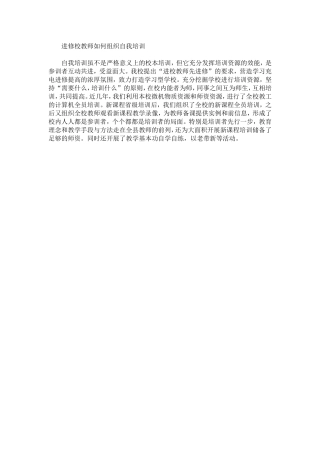 进修校教师如何组织自我培训